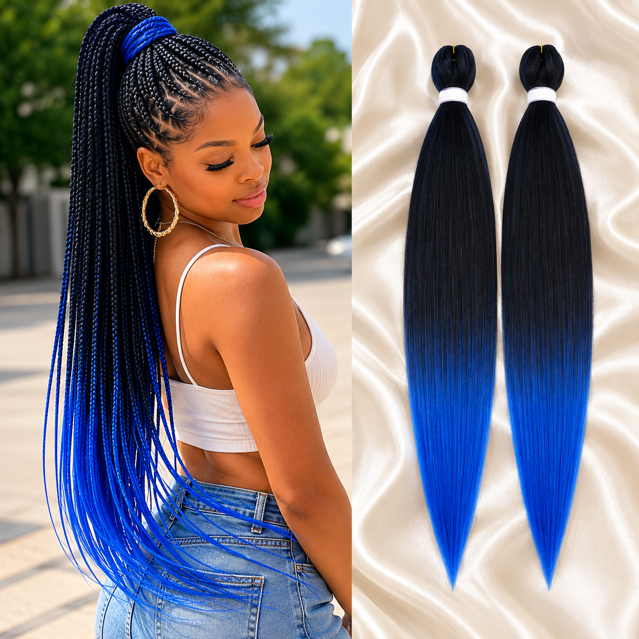 Cabelo Sintético Pré-Esticado Ombré Castanho 76cm | YAKI Jumbo Braids