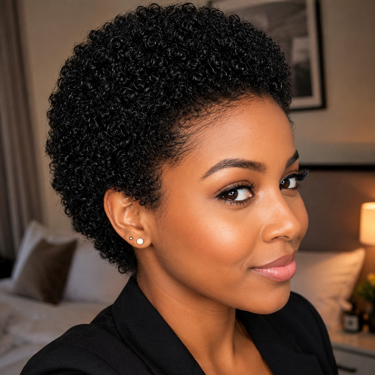 Peruca Afro Curly Curta – 100% Cabelo Humano Remy | Pixie Cut | 4 a 16 Polegadas