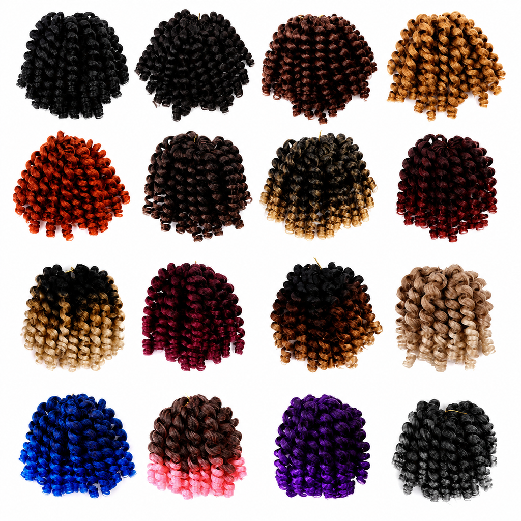 Jumpy Wand Curl Crochet Braids | Extensões Pré-Torcidas Ombre | Cabelo Sintético para Tranças Africanas