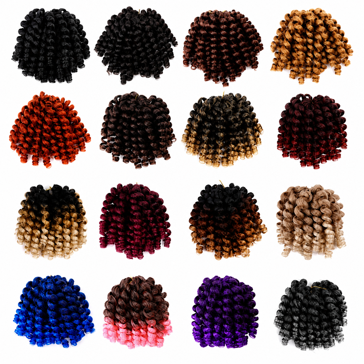 Jumpy Wand Curl Crochet Braids | Extensões Pré-Torcidas Ombre | Cabelo Sintético para Tranças Africanas