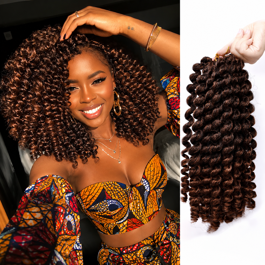 Jumpy Wand Curl Crochet Braids | Extensões Pré-Torcidas Ombre | Cabelo Sintético para Tranças Africanas