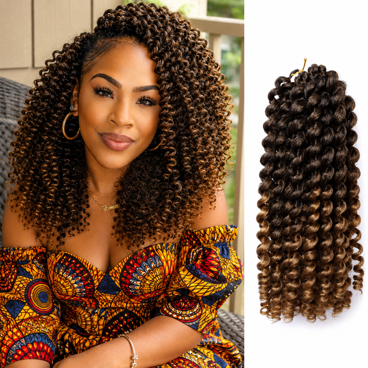 Jumpy Wand Curl Crochet Braids | Extensões Pré-Torcidas Ombre | Cabelo Sintético para Tranças Africanas