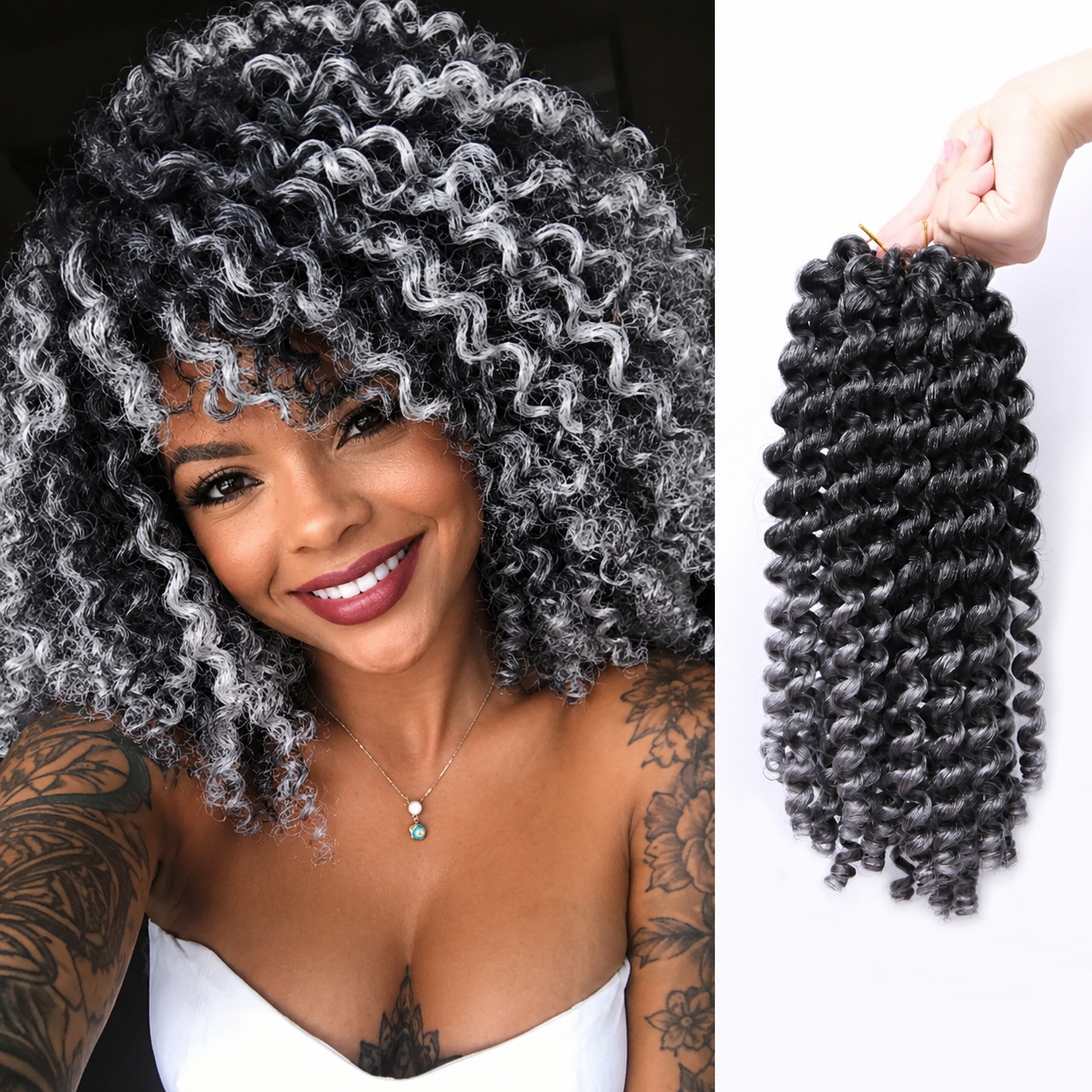 Jumpy Wand Curl Crochet Braids | Extensões Pré-Torcidas Ombre | Cabelo Sintético para Tranças Africanas