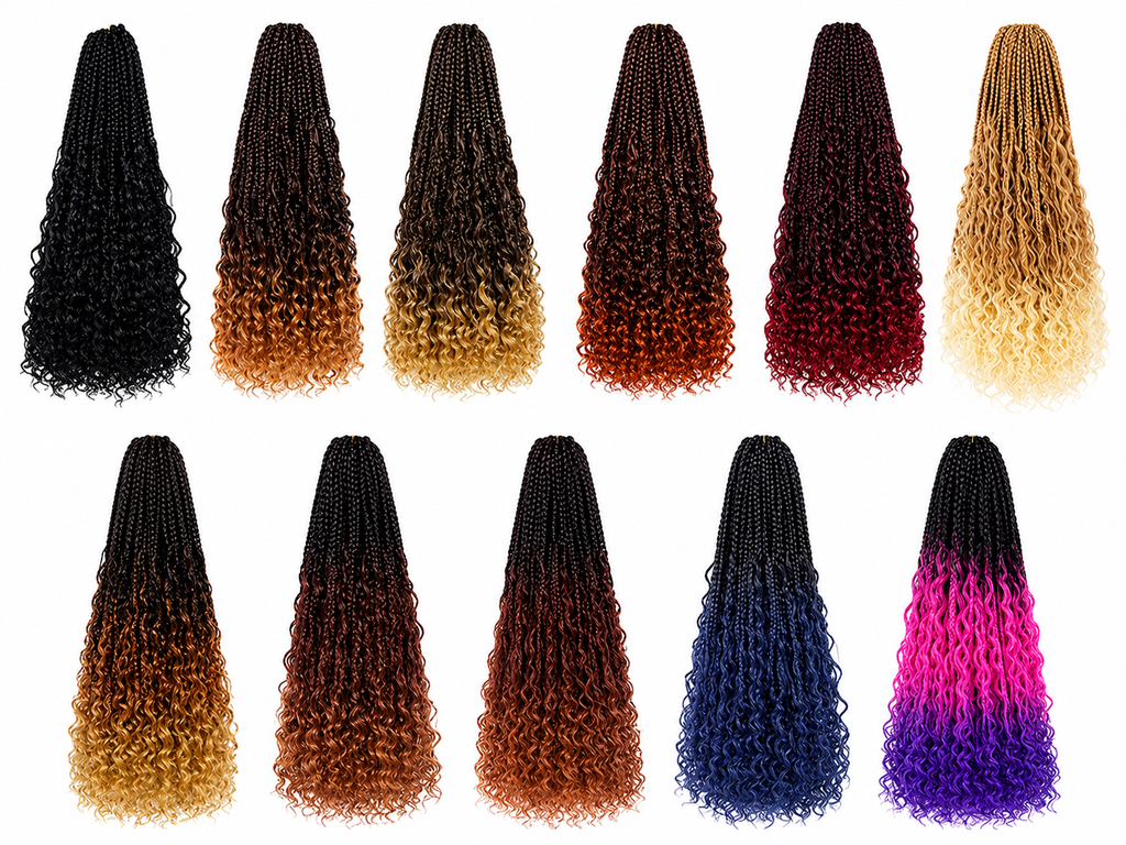 Tranças Africanas Crochet Boho Curly River Locs | Cabelo Sintético 14/20/22 Polegadas