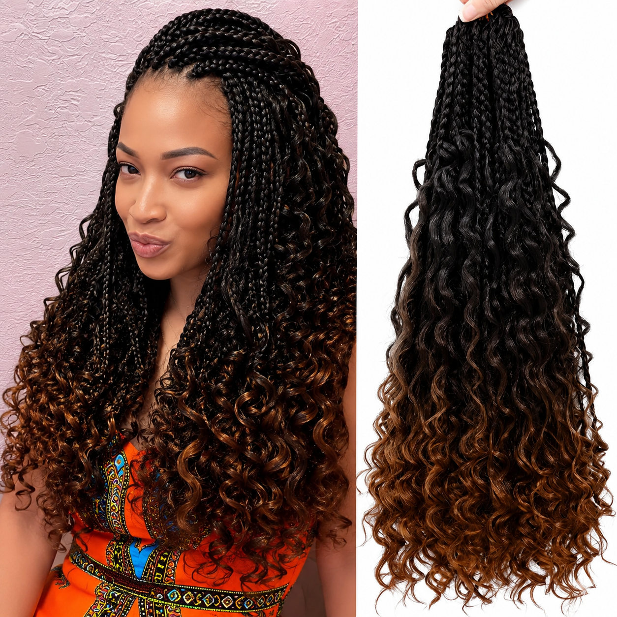 Tranças Africanas Crochet Boho Curly River Locs | Cabelo Sintético 14/20/22 Polegadas