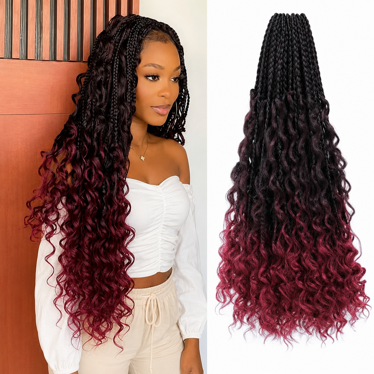 Tranças Africanas Crochet Boho Curly River Locs | Cabelo Sintético 14/20/22 Polegadas
