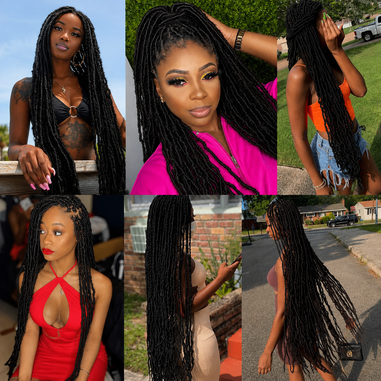 Tranças Crochet Nu Locs Goddess Faux Locs | Cabelo Sintético Ombré 14 a 44 Polegadas