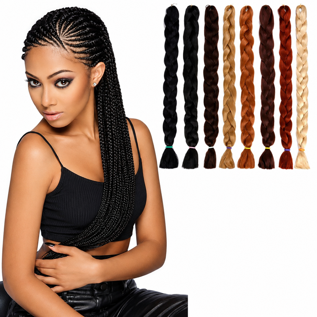 Cabelo Pré-Esticado Sintético Jumbo Ombré | Tranças 24 Polegadas 165g