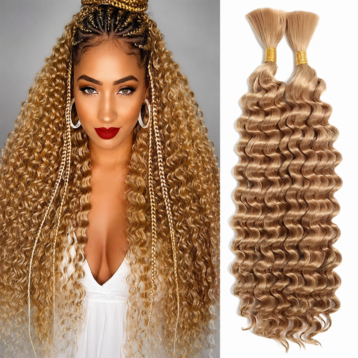 Extensões Boho Braids Faux Locs Sintéticas | Deep Wave | 14"-22" | Sem Trama