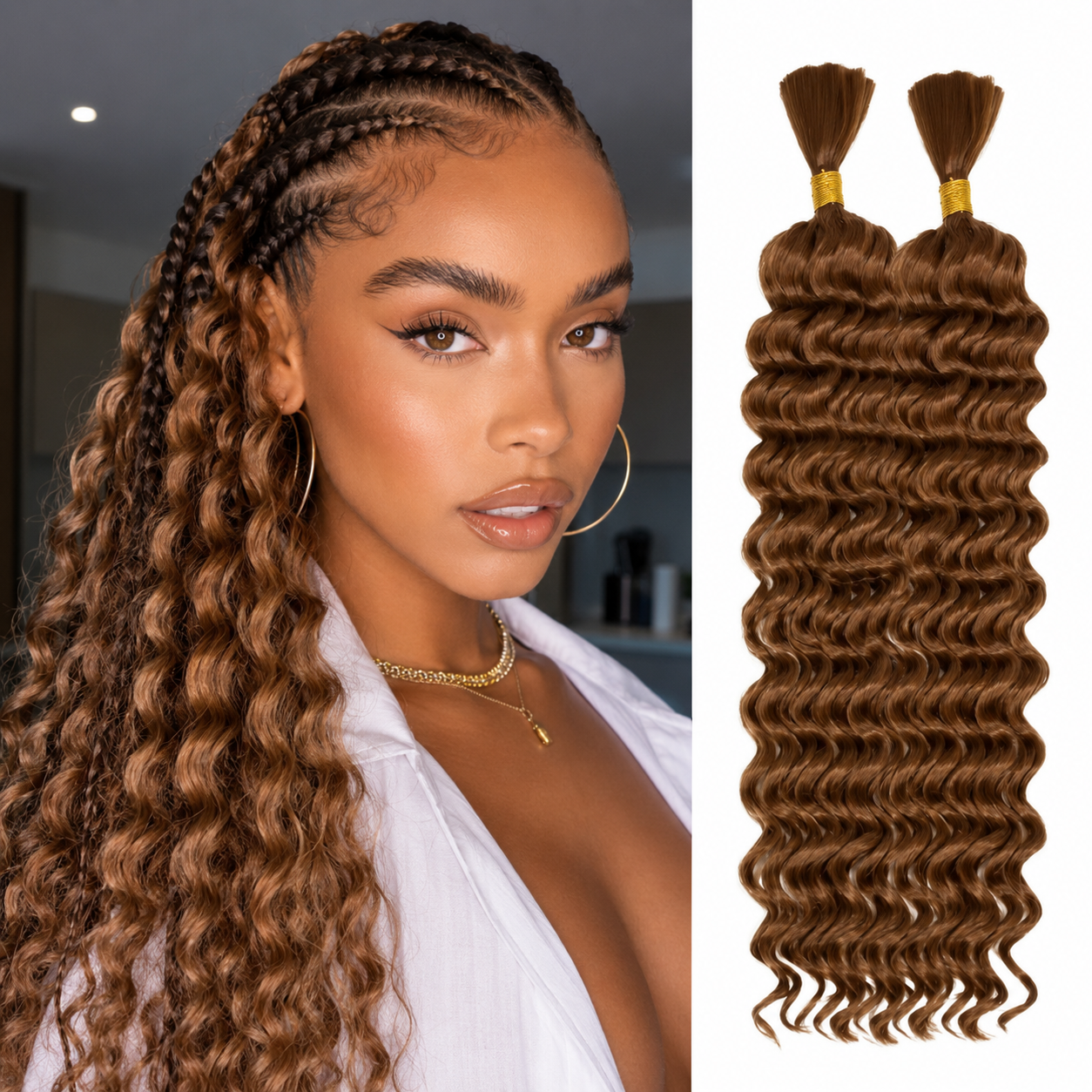 Extensões Boho Braids Faux Locs Sintéticas | Deep Wave | 14"-22" | Sem Trama