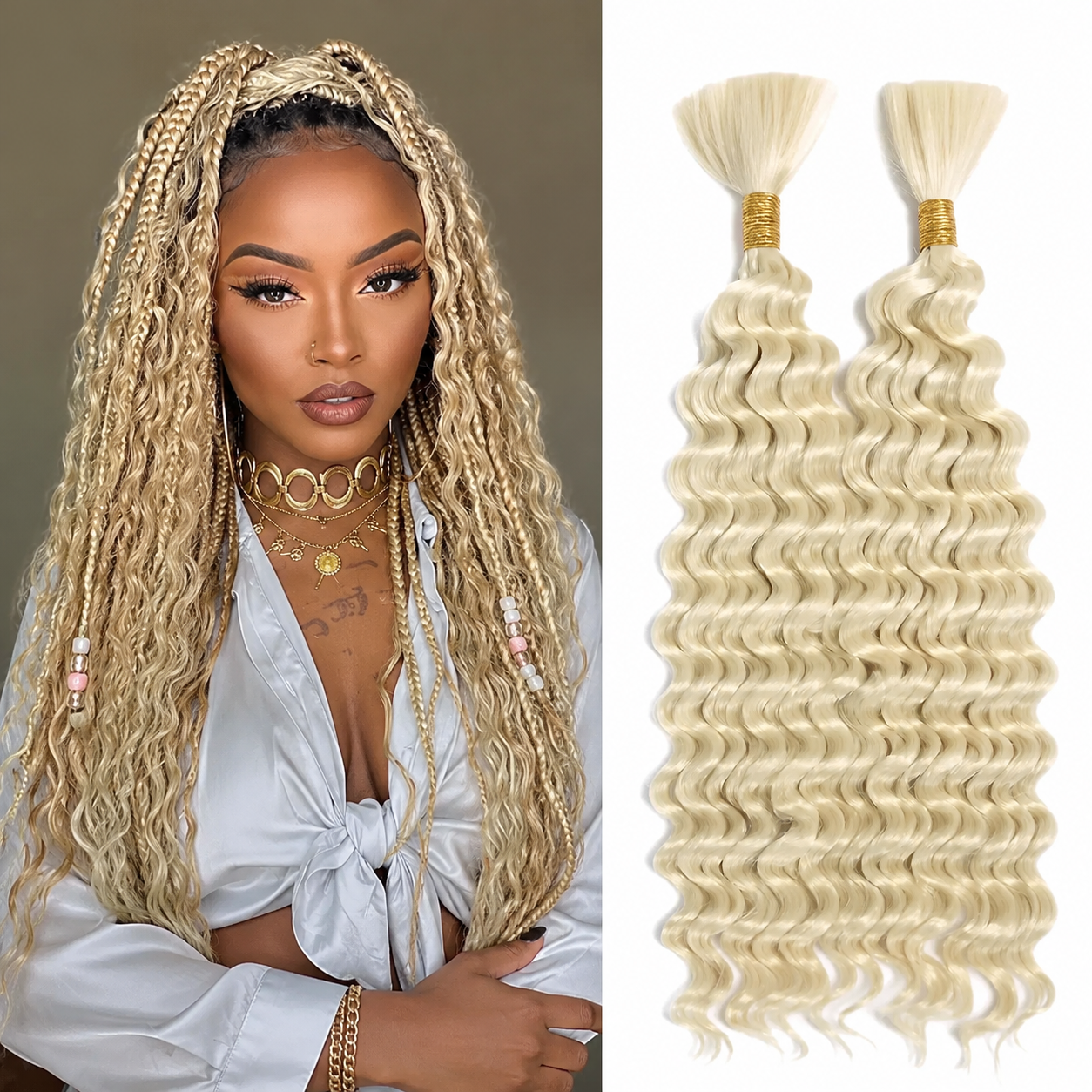 Extensões Boho Braids Faux Locs Sintéticas | Deep Wave | 14"-22" | Sem Trama