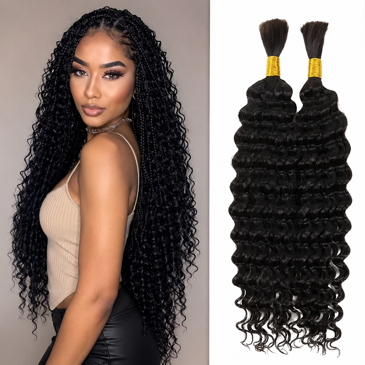 Extensões Boho Braids Faux Locs Sintéticas | Deep Wave | 14"-22" | Sem Trama
