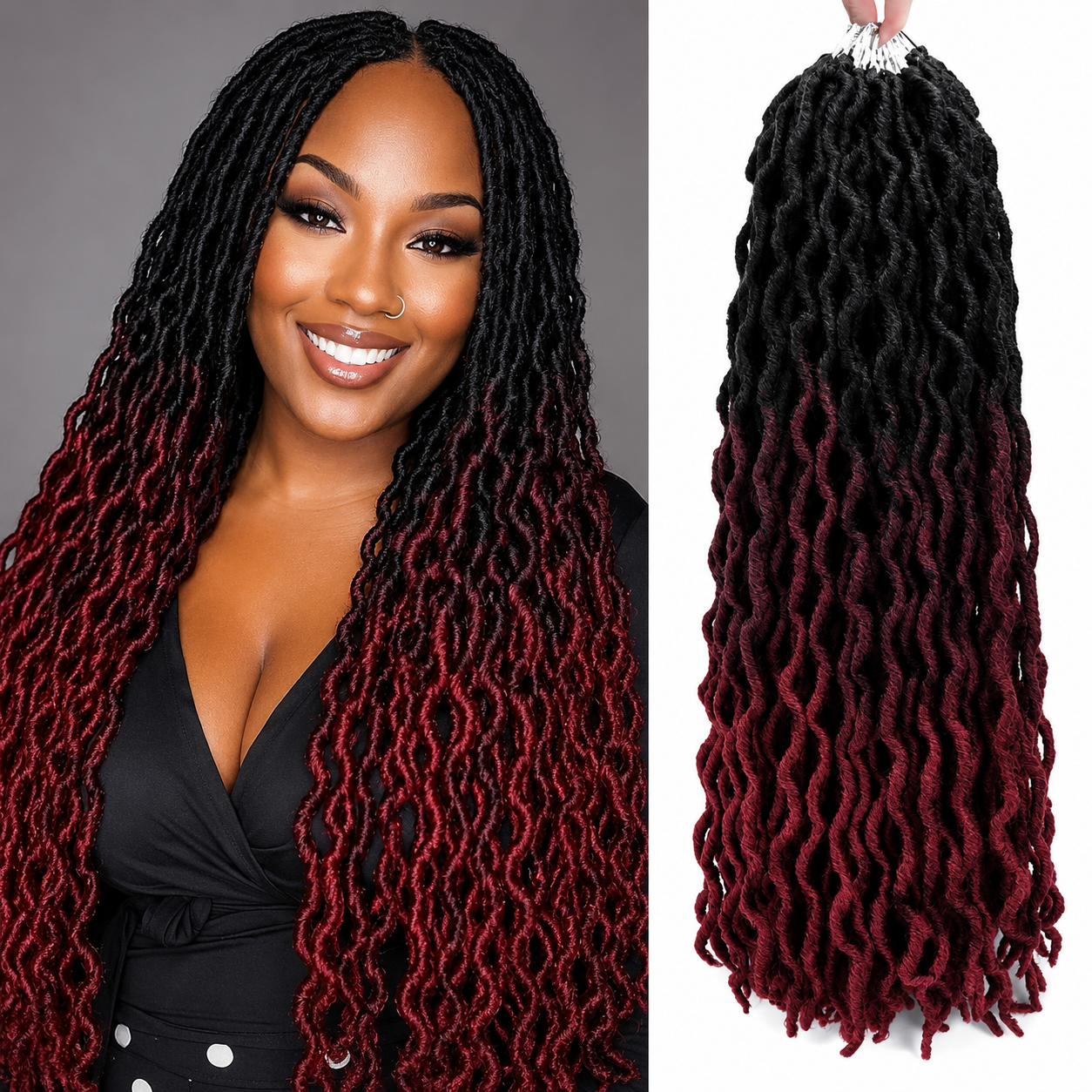 Goddess Faux Locs Crochet | Gypsy Locs Ondulados 3 Tons | Pack de 6