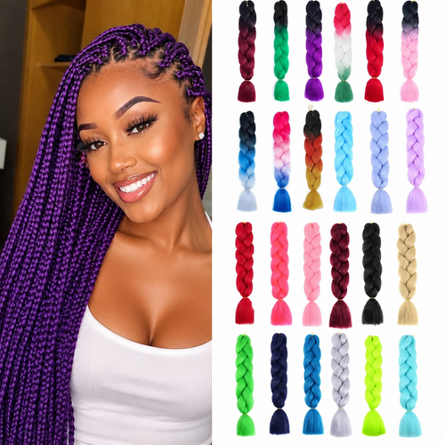 Cabelo Sintético Jumbo para Tranças 60cm | Afro Ombré Crochet Braids