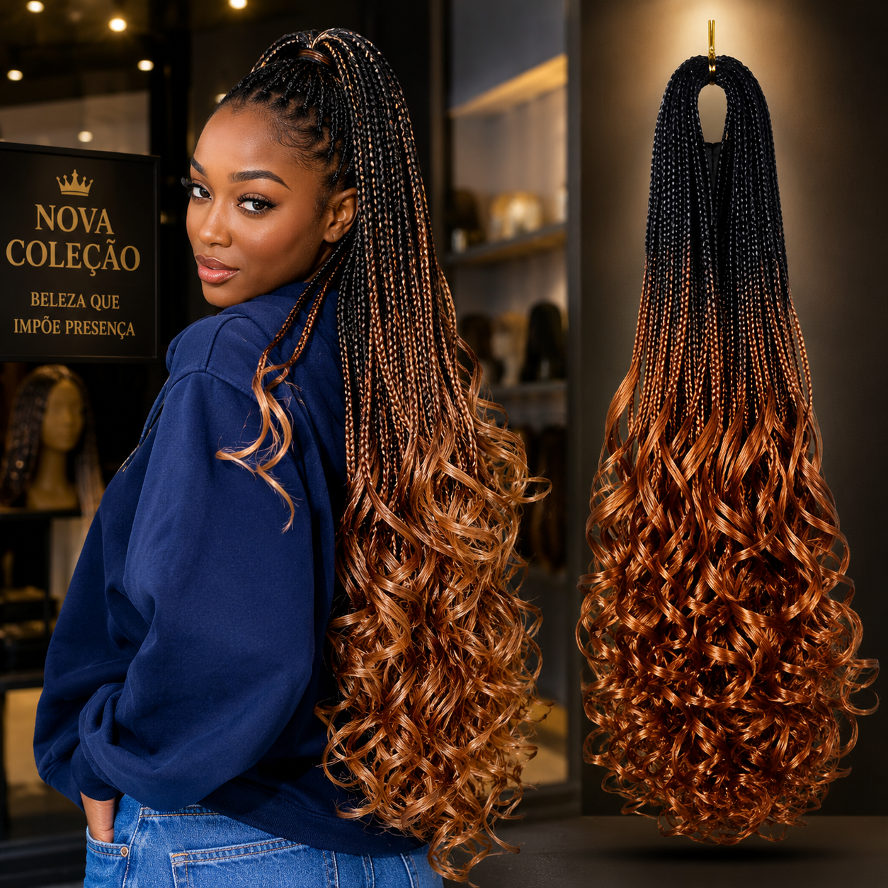 Cabelo Sintético Pré-Esticado French Curly | Tranças Onduladas Leves e Bouncy