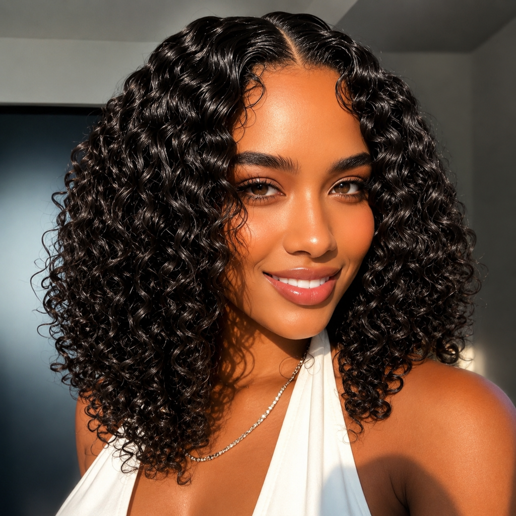 Peruca Bob Curta Glueless Deep Wave 25cm | Lace Front 5x5 | 250% Densidade