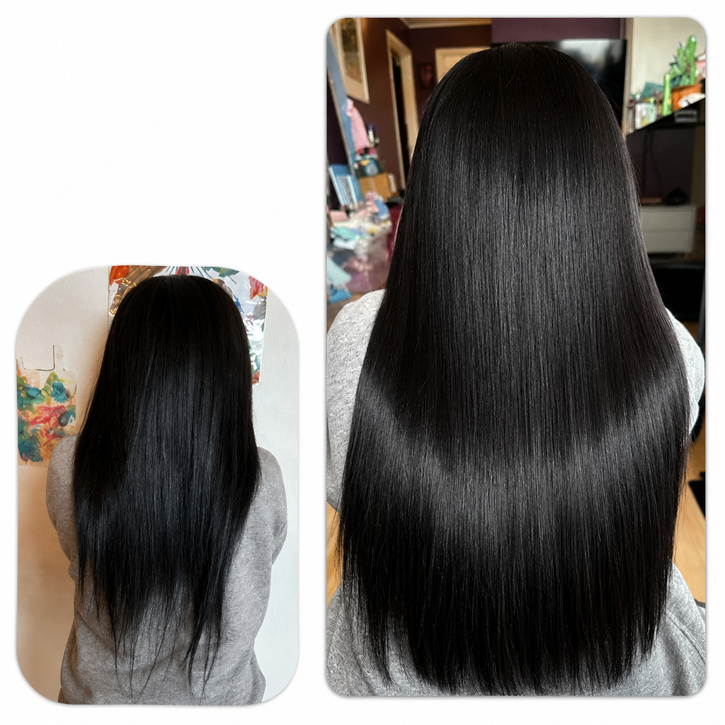Extensões de Cabelo com Clip Liso | Cabelo Brasileiro 120g | Trama Seamless 55-75cm