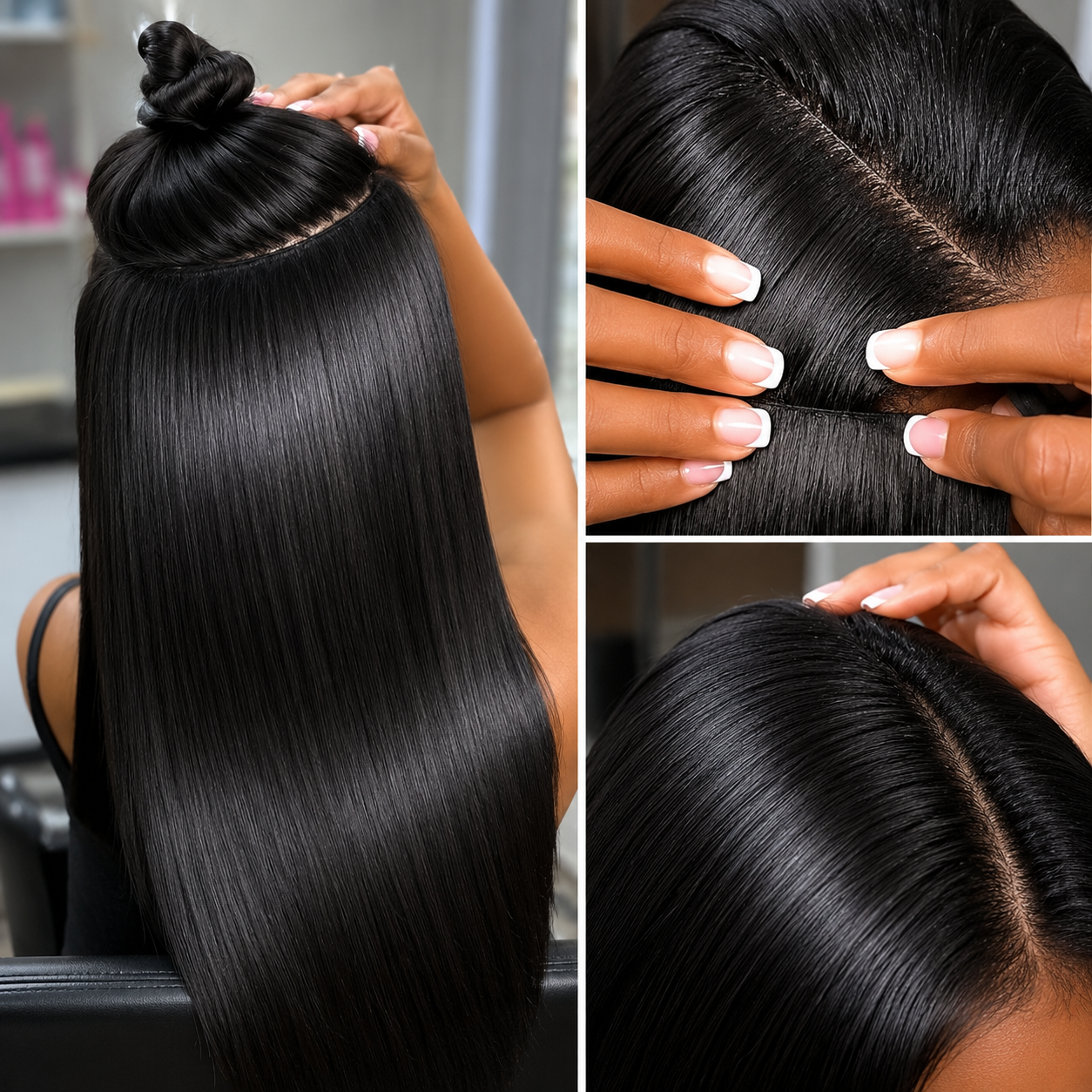 Extensões de Cabelo com Clip Liso | Cabelo Brasileiro 120g | Trama Seamless 55-75cm
