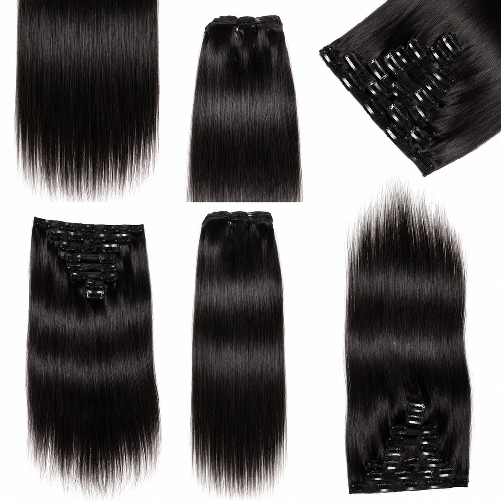 Extensões de Cabelo com Clip Liso | Cabelo Brasileiro 120g | Trama Seamless 55-75cm