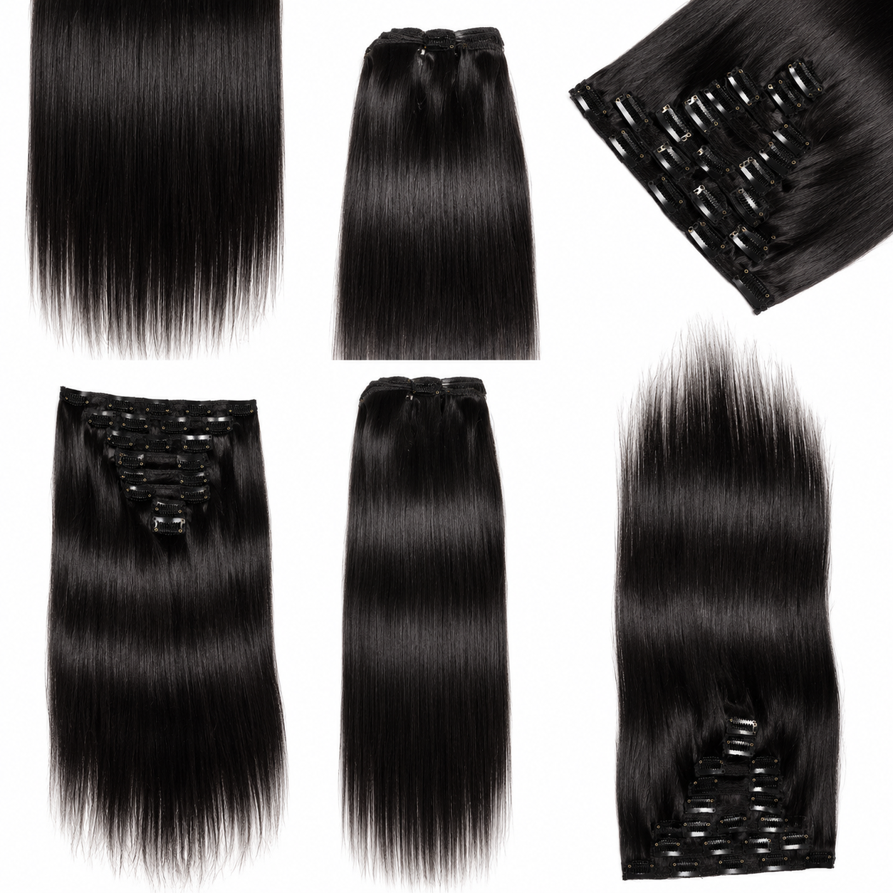 Extensões de Cabelo com Clip Liso | Cabelo Brasileiro 120g | Trama Seamless 55-75cm