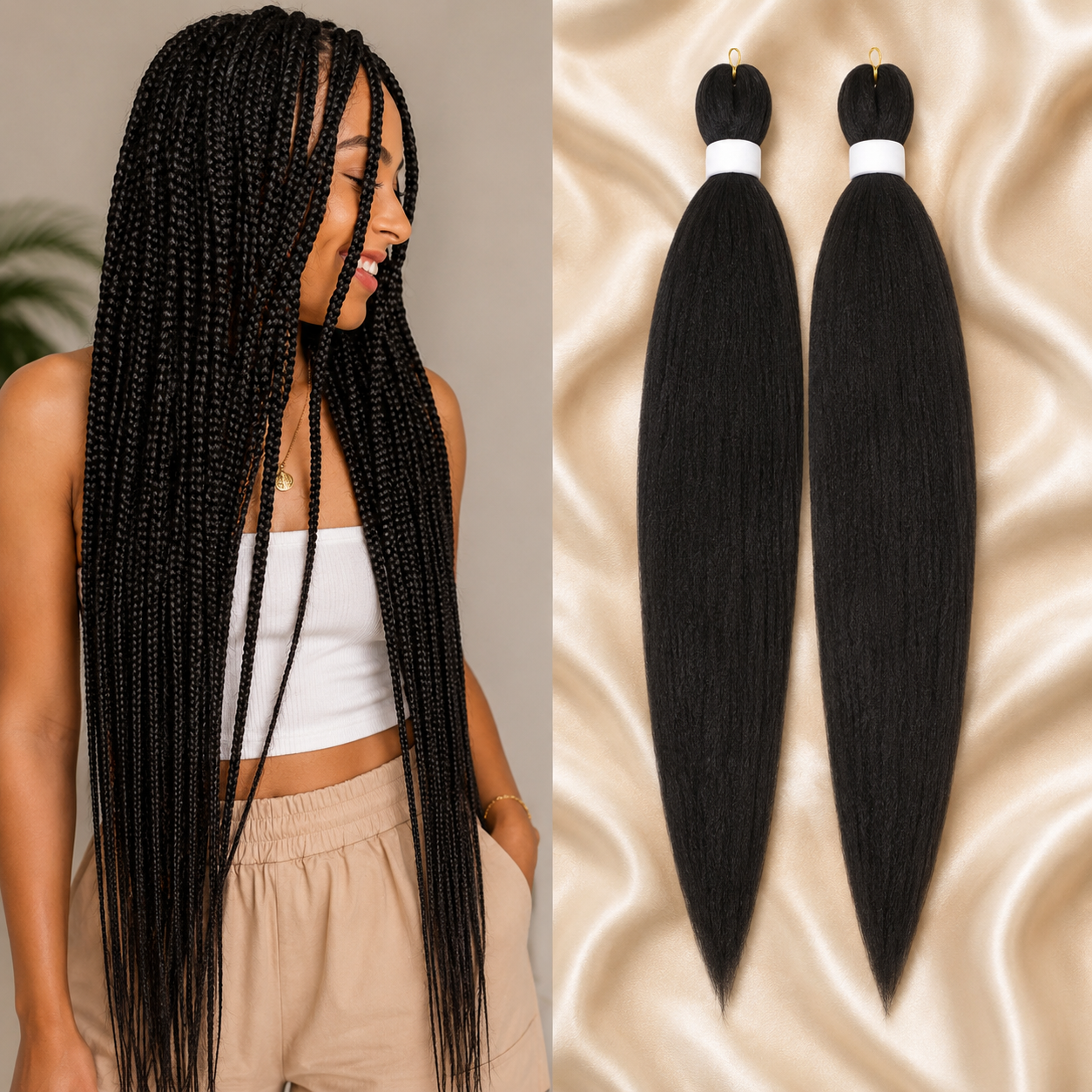 Cabelo Sintético Pré-Esticado Ombré Castanho 76cm | YAKI Jumbo Braids