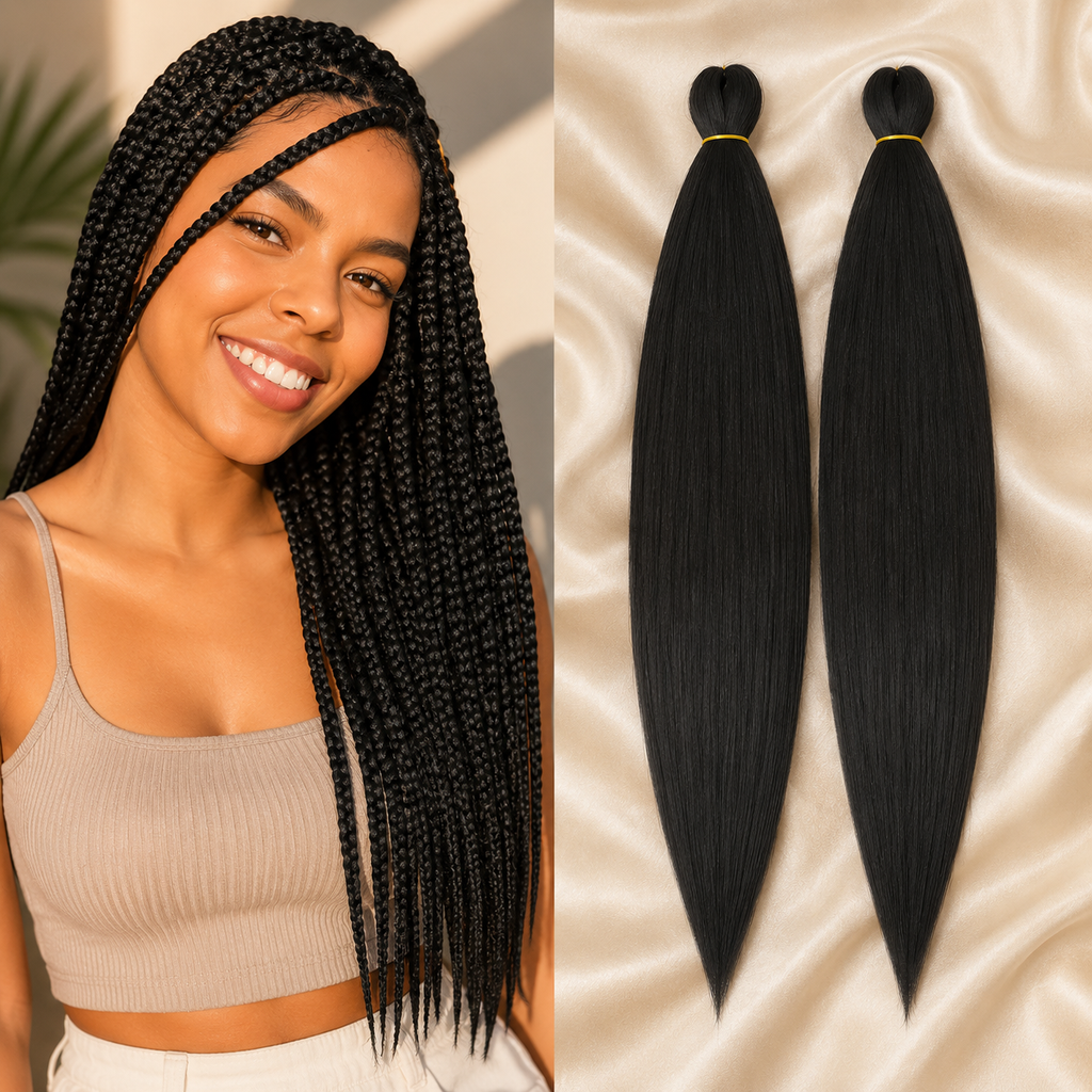 Cabelo Sintético Pré-Esticado Ombré Castanho 76cm | YAKI Jumbo Braids