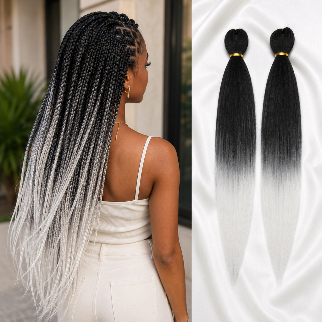 Cabelo Sintético Pré-Esticado Ombré Castanho 76cm | YAKI Jumbo Braids