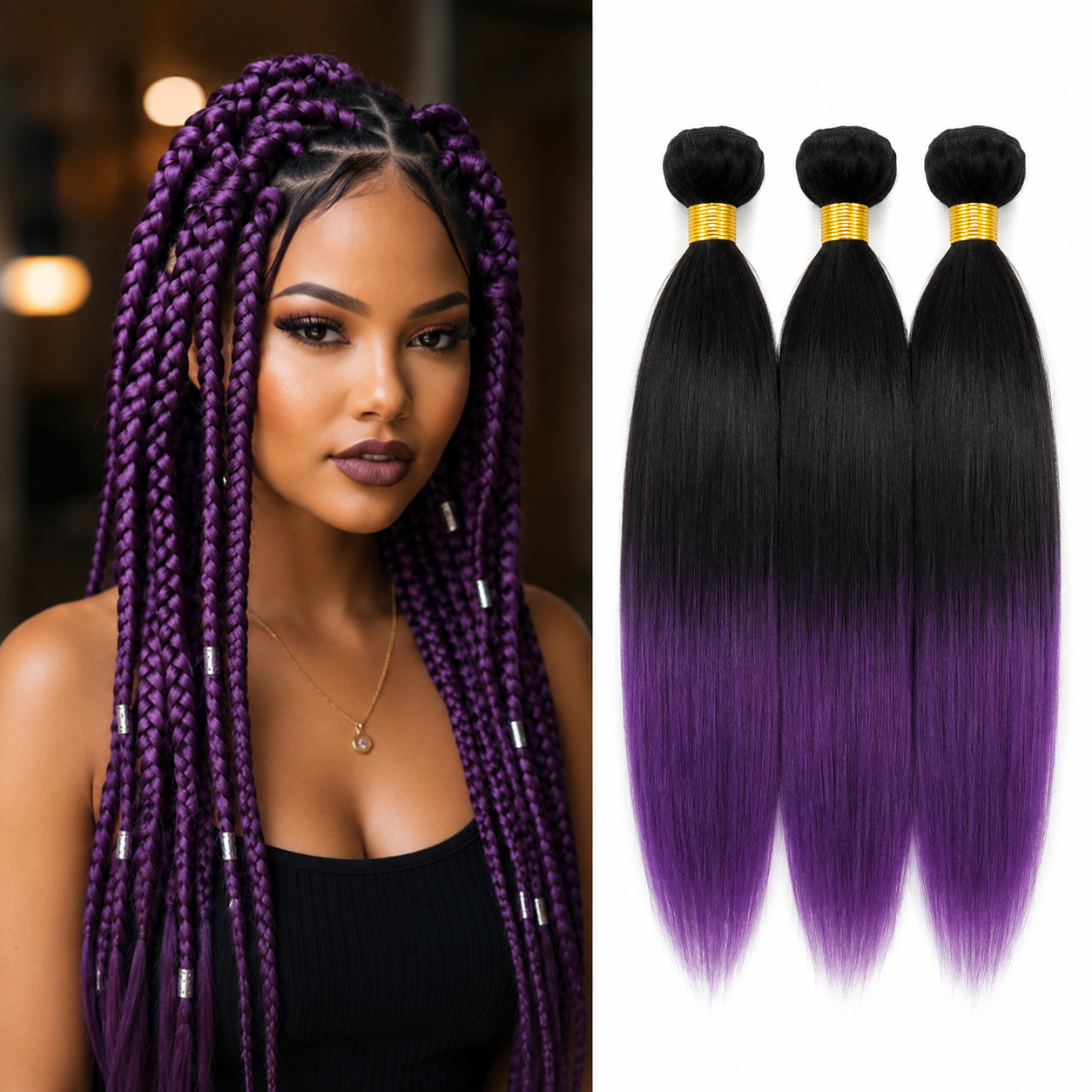 Cabelo Sintético Pré-Esticado para Tranças | 66cm | Pack de 3