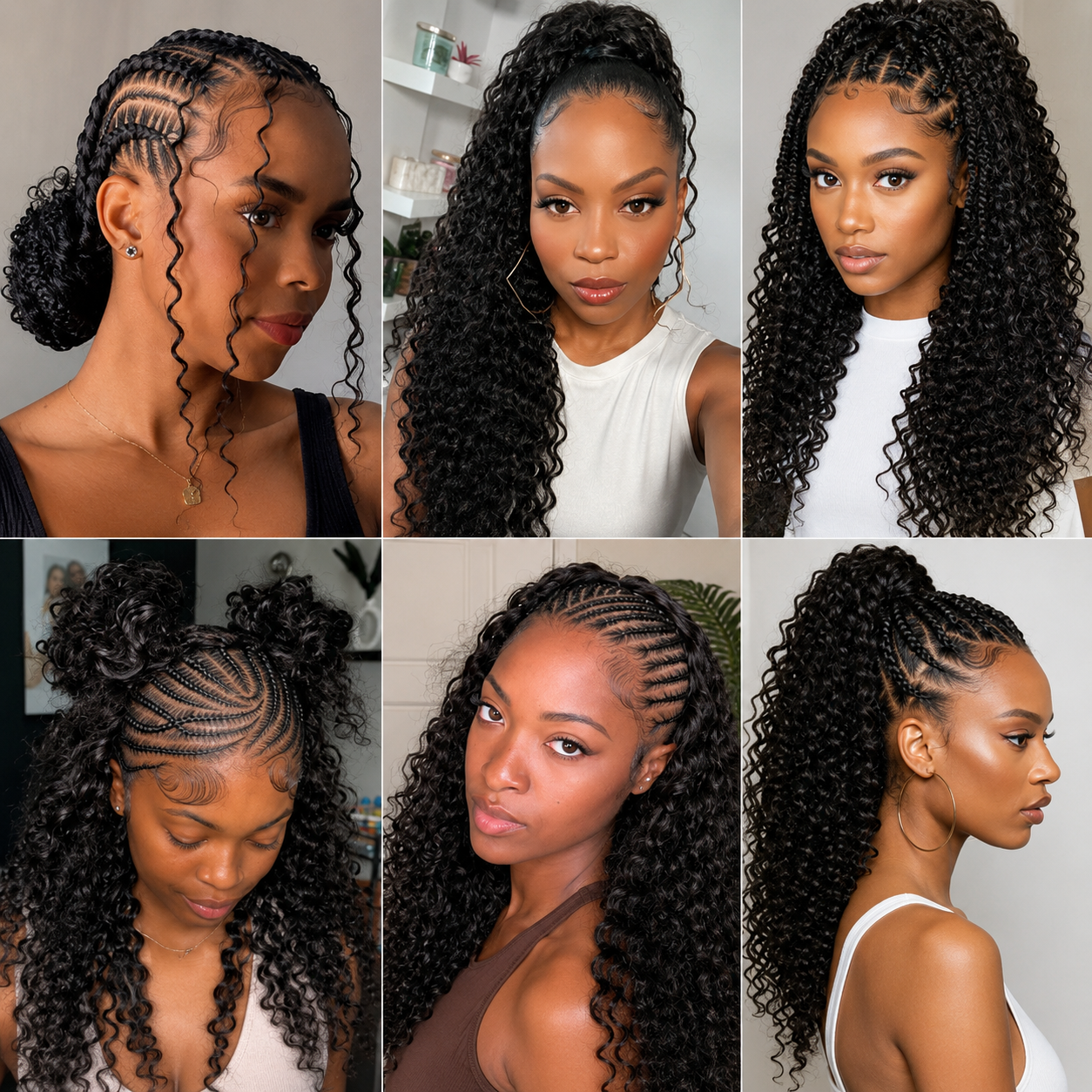 Extensões de Cabelo Humano Crochet Kinky Curly Boho Braids 100% Cabelo Humano Cru — Tranças Feathered com Miracle Knots