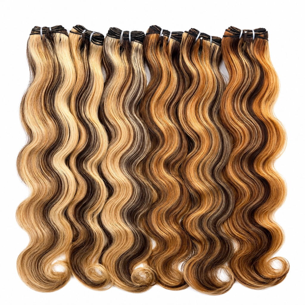 Mechas Body Wave Vietnamita – Cabelo Humano Virgem 100% | Loiro Mel Highlight #P4/27/613 | Grau 12A
