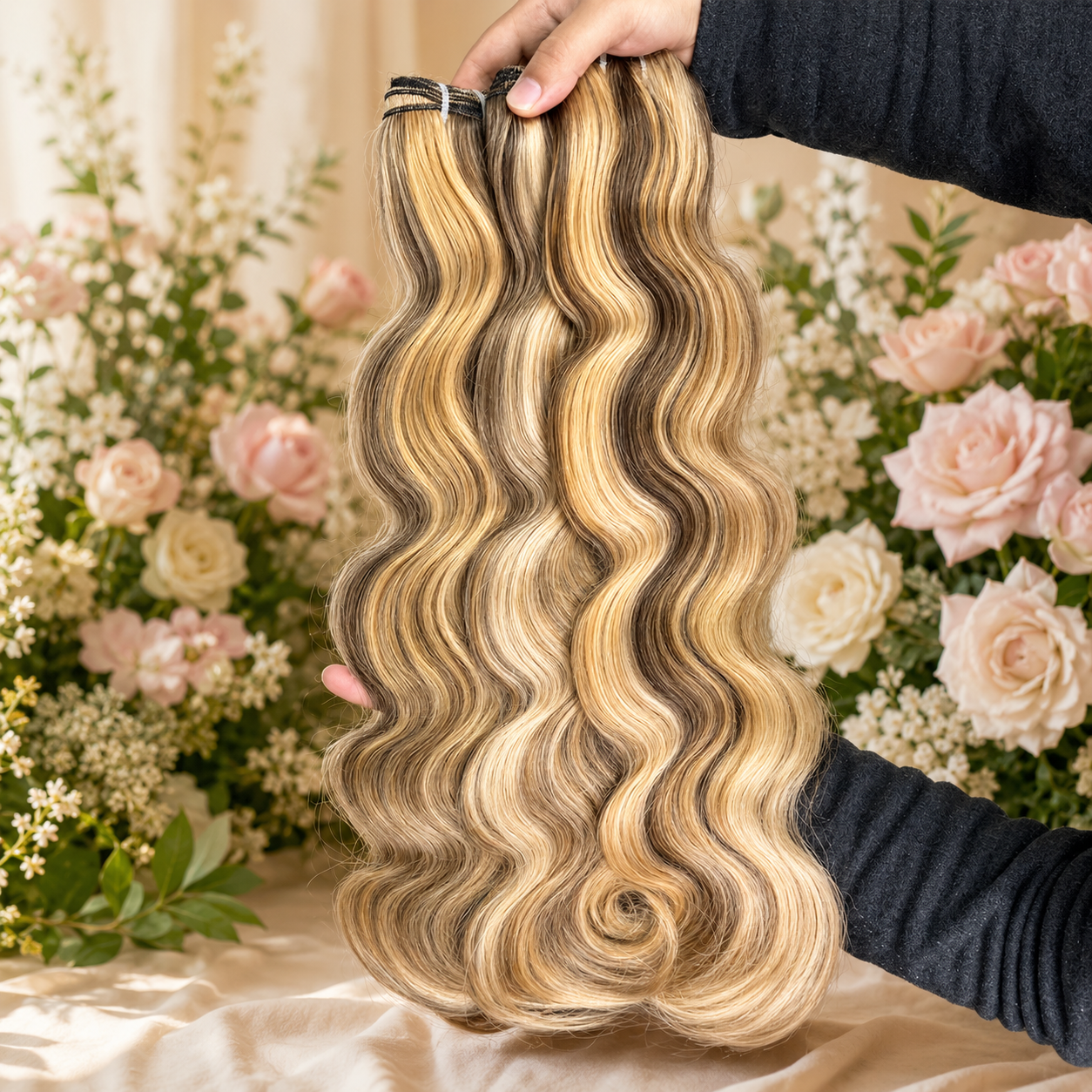 Mechas Body Wave Vietnamita – Cabelo Humano Virgem 100% | Loiro Mel Highlight #P4/27/613 | Grau 12A