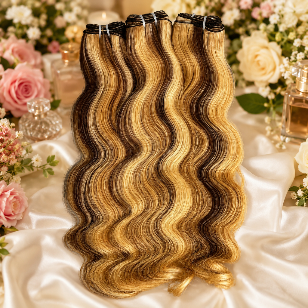 Mechas Body Wave Vietnamita – Cabelo Humano Virgem 100% | Loiro Mel Highlight #P4/27/613 | Grau 12A