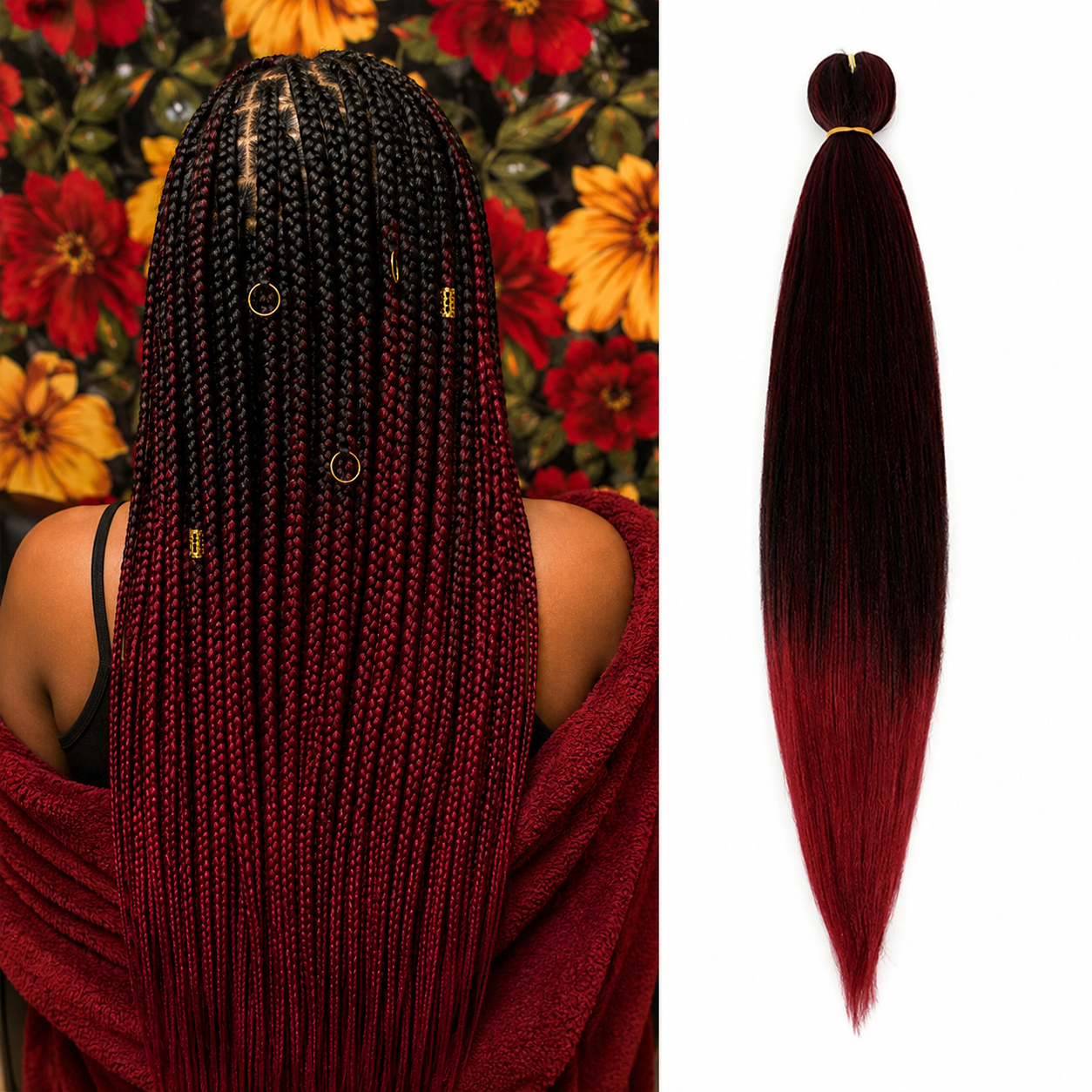 Cabelo para Tranças Ombré Pré-Esticado | Fibra Sintética | 20 e 26 Polegadas | 7 Cores