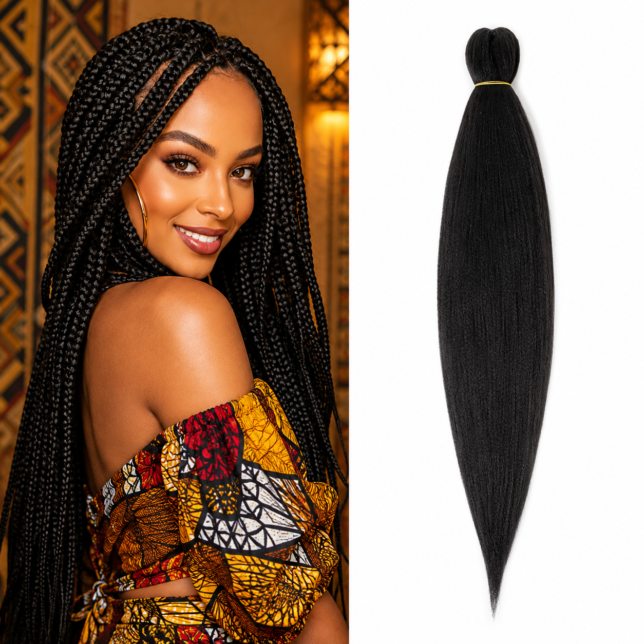 Cabelo para Tranças Ombré Pré-Esticado | Fibra Sintética | 20 e 26 Polegadas | 7 Cores
