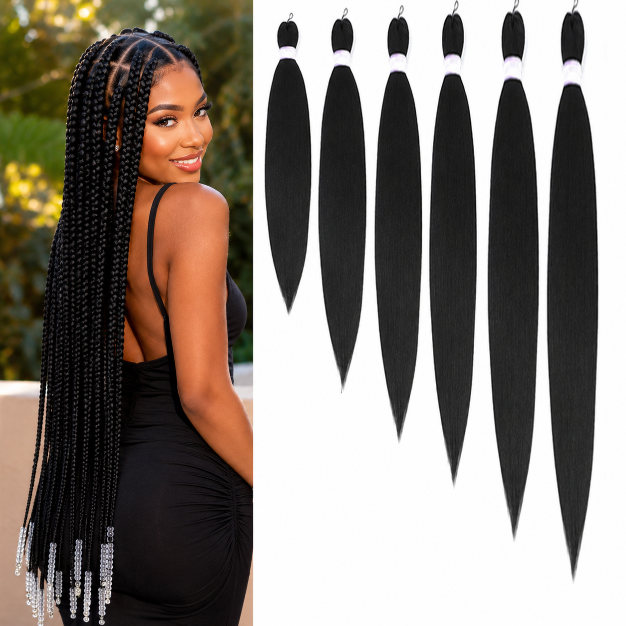 Cabelo para Tranças Jumbo Pré-Esticado | Textura Yaki | 16 a 48 Polegadas | Fibra Sintética Box Braids