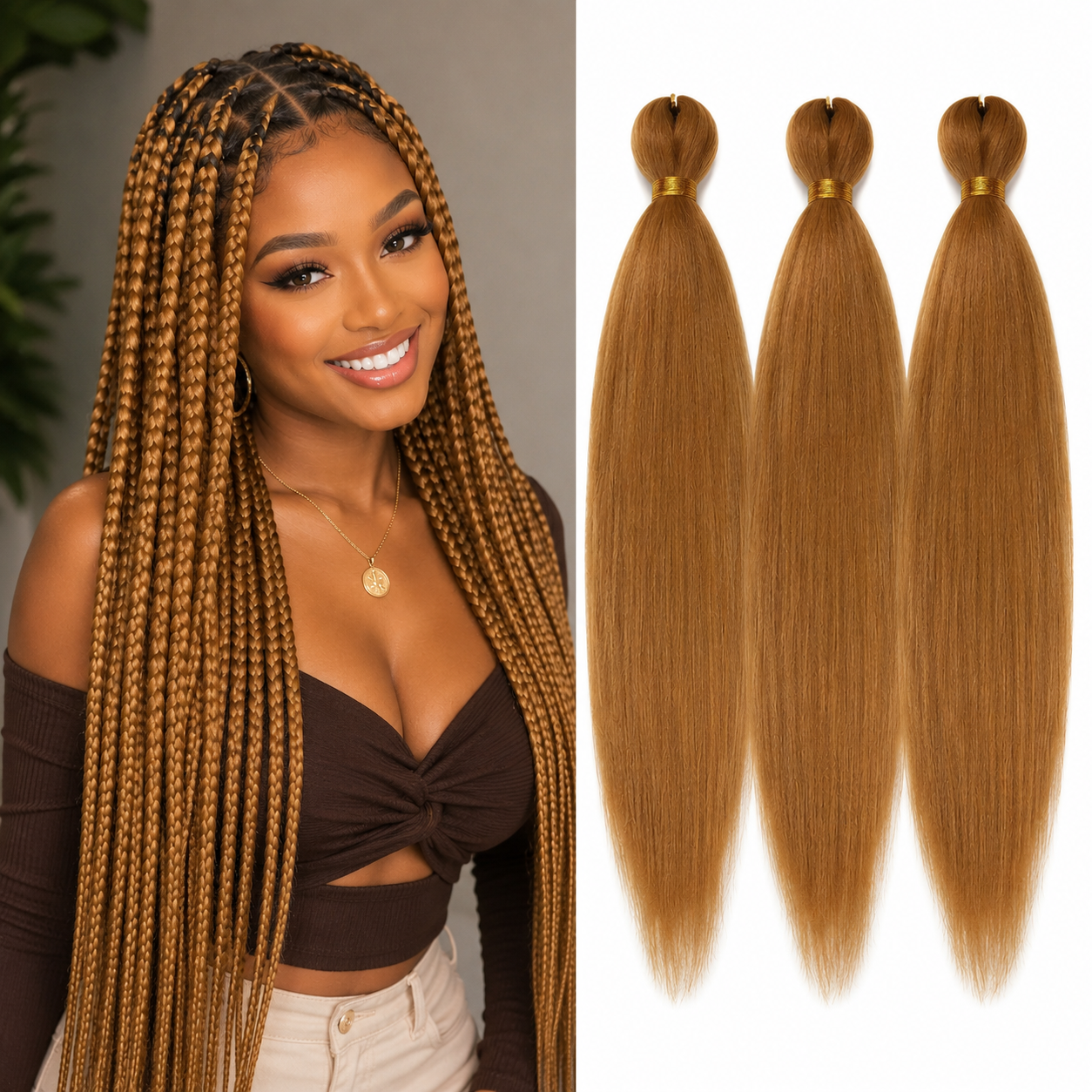Cabelo para Tranças Pré-Esticado 26 Polegadas – Pack de 3 | Textura Yaki | Fibra Sintética Kanekalon