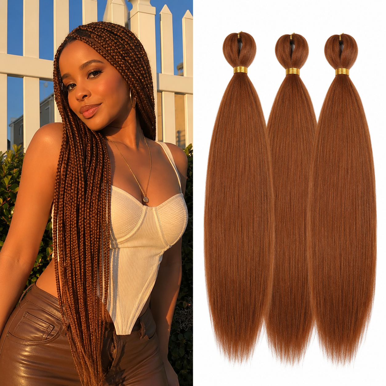 Cabelo para Tranças Pré-Esticado 26 Polegadas – Pack de 3 | Textura Yaki | Fibra Sintética Kanekalon
