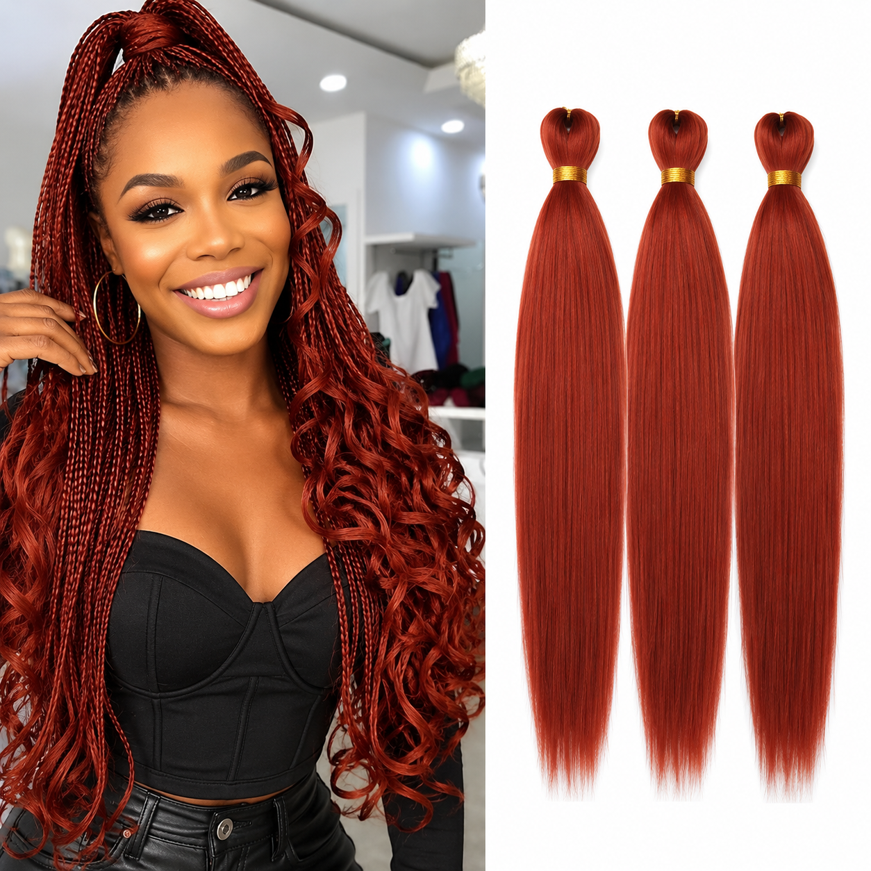 Cabelo para Tranças Pré-Esticado 26 Polegadas – Pack de 3 | Textura Yaki | Fibra Sintética Kanekalon