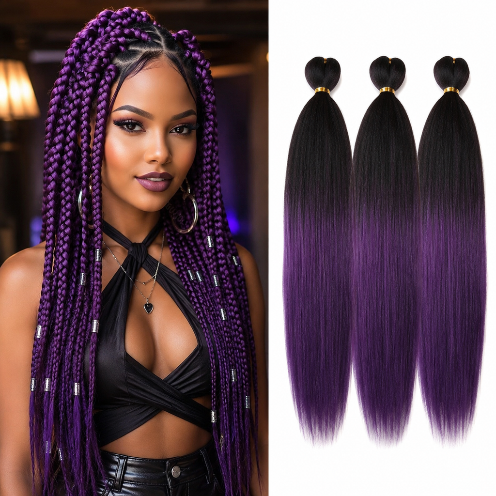 Cabelo para Tranças Pré-Esticado 26 Polegadas – Pack de 3 | Textura Yaki | Fibra Sintética Kanekalon