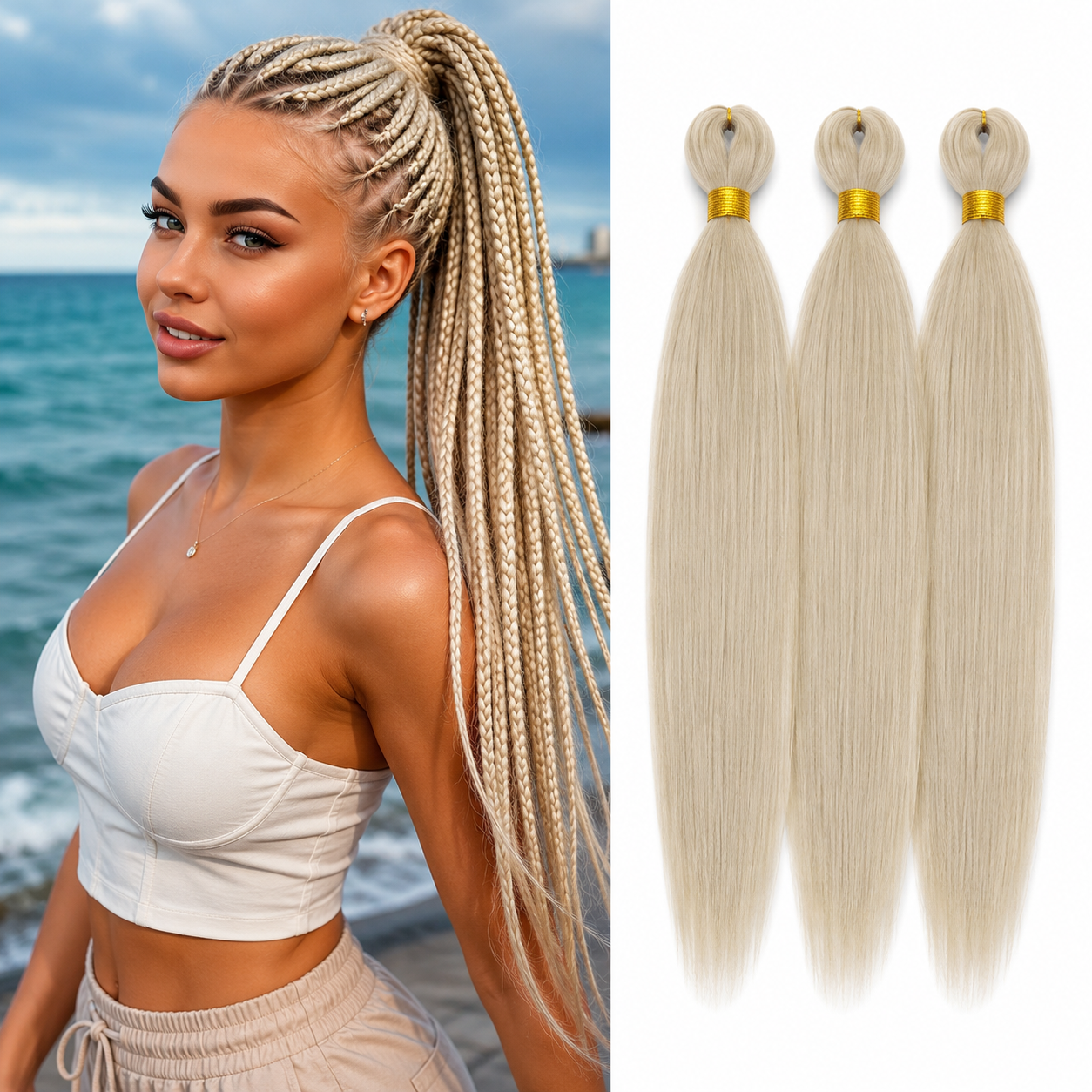Cabelo para Tranças Pré-Esticado 26 Polegadas – Pack de 3 | Textura Yaki | Fibra Sintética Kanekalon