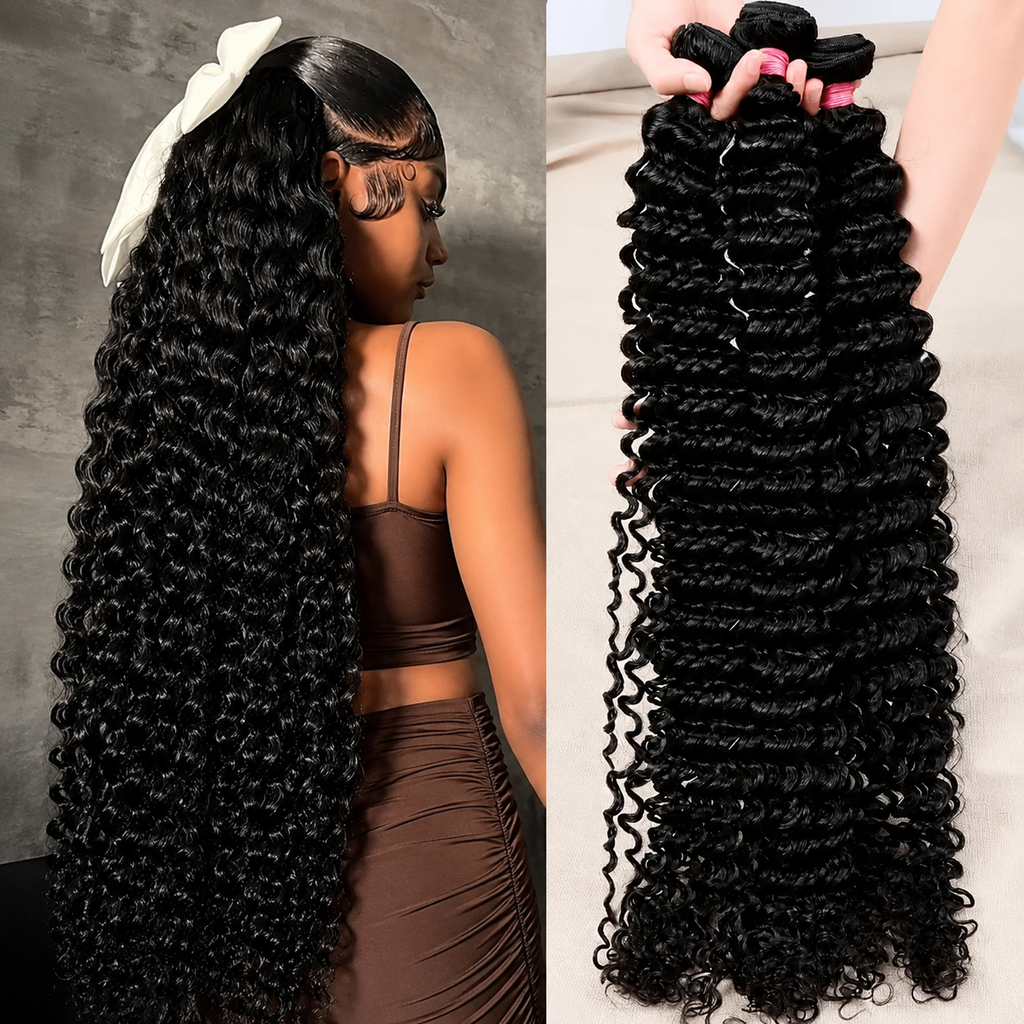 Mechas Deep Wave Cabelo Humano Brasileiro – Remy Hair Virgem | 10 a 40 Polegadas | Pack de 3 ou 4