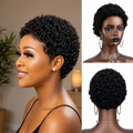 Peruca Afro Curly Curta – 100% Cabelo Humano Remy | Pixie Cut | 4 a 16 Polegadas