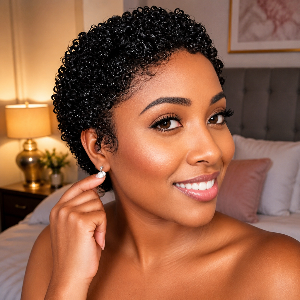 Peruca Afro Curly Curta – 100% Cabelo Humano Remy | Pixie Cut | 4 a 16 Polegadas