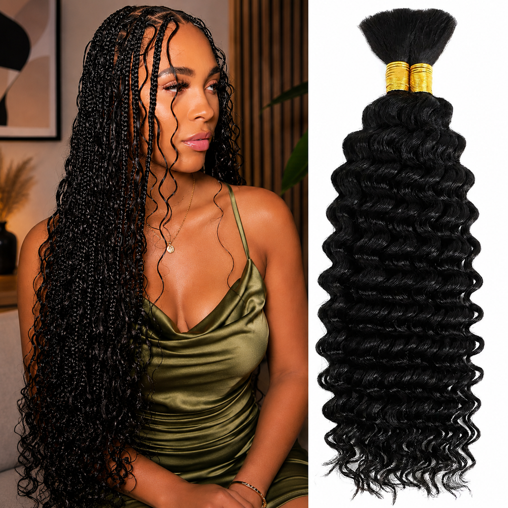 Cabelo Humano a Granel para Tranças | Deep Wave 100g Sem Trama