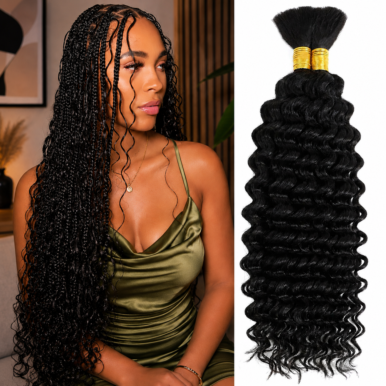 Cabelo Humano a Granel para Tranças | Deep Wave 100g Sem Trama