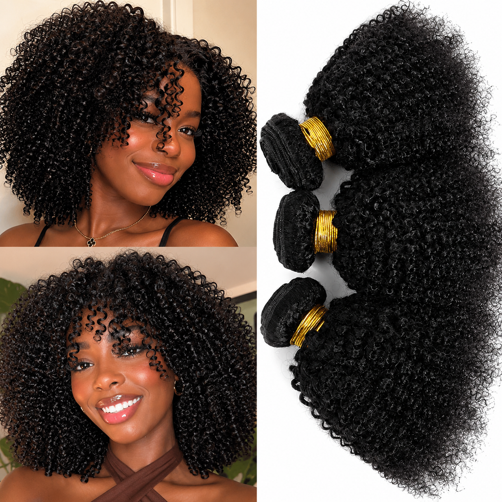 Mechas de Cabelo Humano Afro Kinky Curly Indiano – 4B 4C Virgem | Remy Hair | 8 a 24 Polegadas