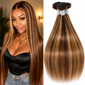 Mechas Loiro Mel Liso Brasileiro – Highlight P4/27 | Cabelo Humano Remy | 10 a 32 Polegadas