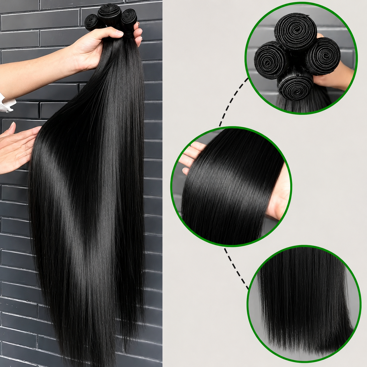 Mechas de Cabelo Humano Brasileiro Virgin – Remy, Liso Natural | 8 a 40 Polegadas