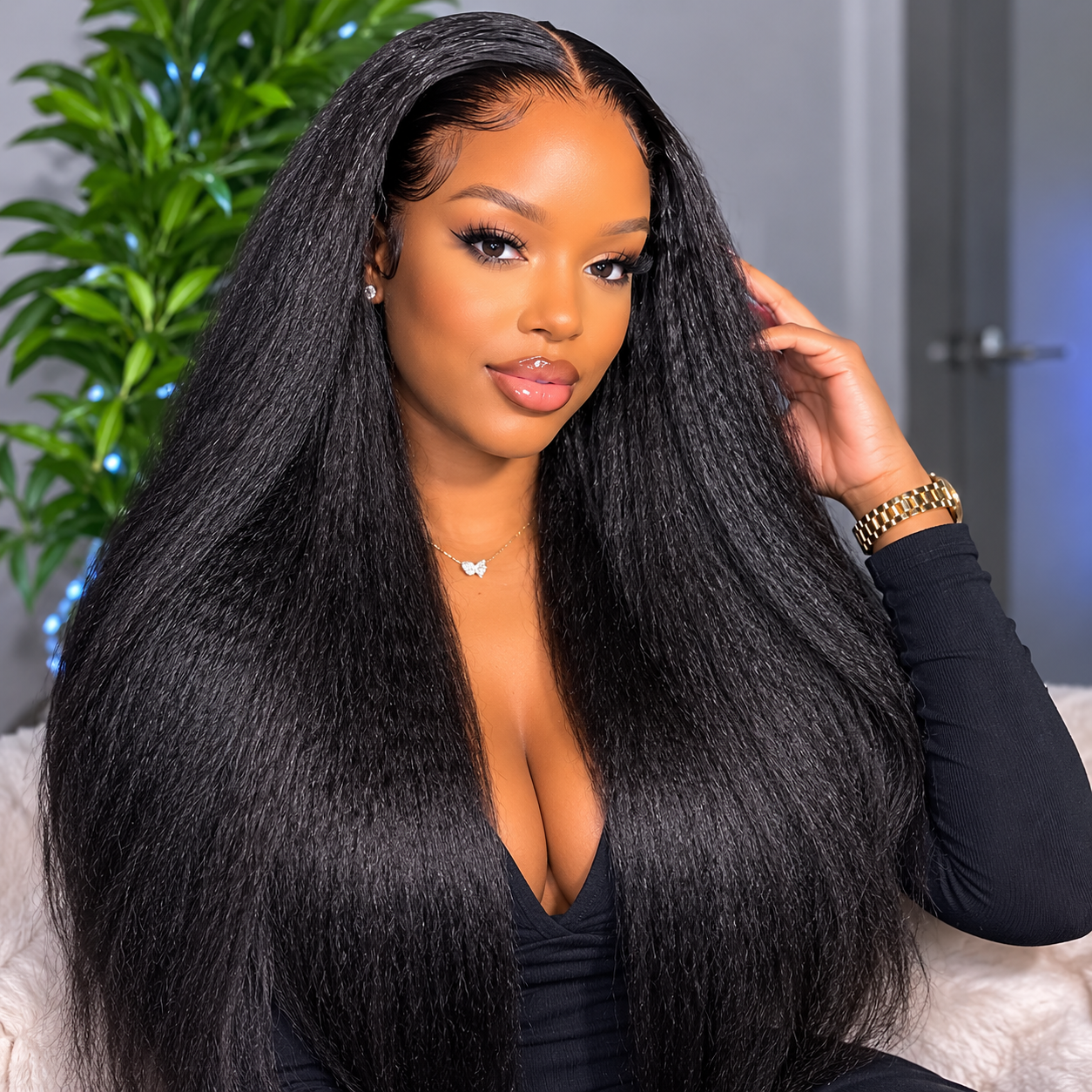 Peruca Kinky Straight U Part – 100% Cabelo Humano | 14" a 32" | V Part Yaki