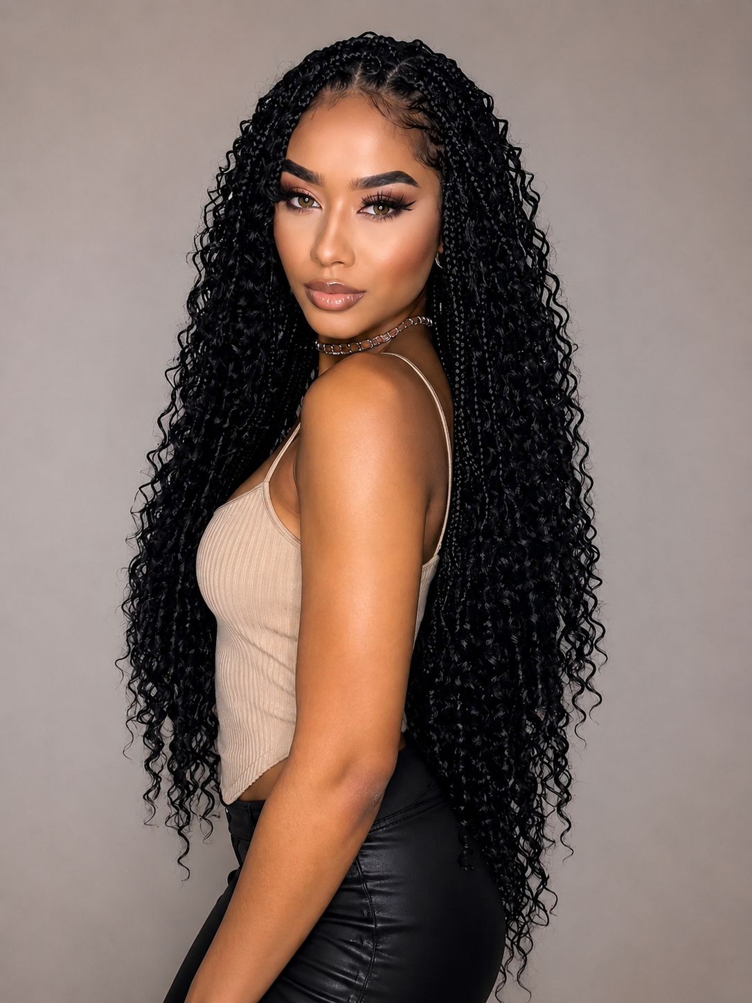 Extensões Boho Braids Faux Locs Sintéticas | Deep Wave | 14"-22" | Sem Trama